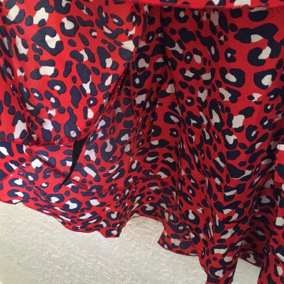 Red Wrap Mini Dress  Red Leopard Print Wrap Dress - Picture 6 of 8
